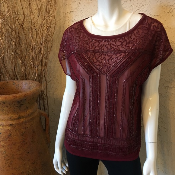 WHBM • Madder Red • embellished top Sz S - Picture 4 of 10